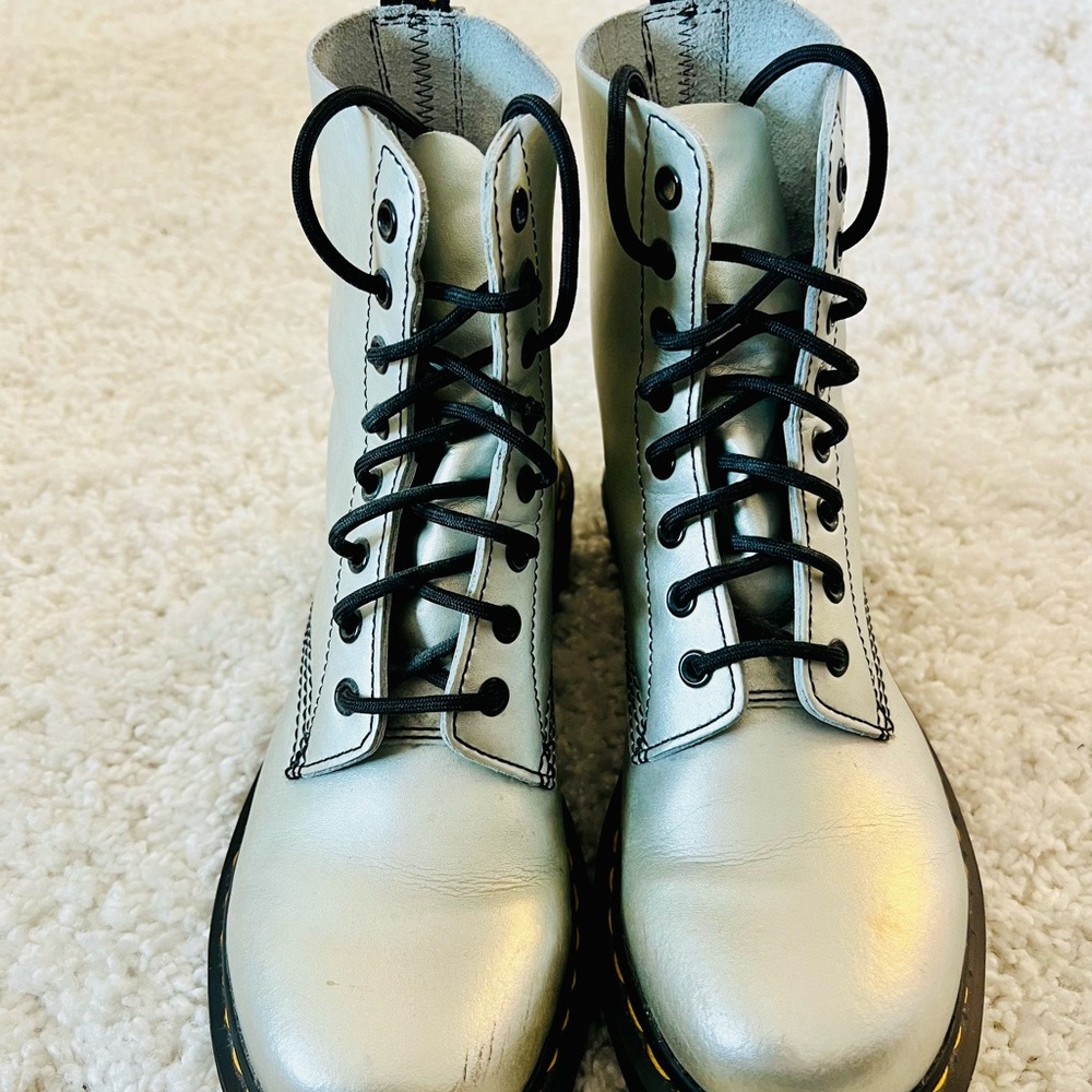 Dr. Martens Silver Boat Shoes (Airwair with bouncing soles) worn one time.